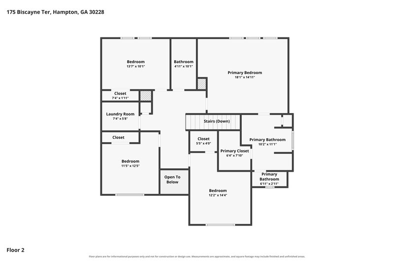 2,350/Mo, 175 Biscayne Terrace Hampton, GA 30228 Floor Plan View 2