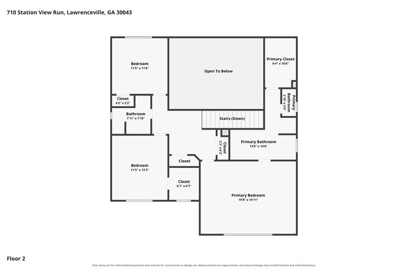 2,295/Mo, 710 Station View Run Lawrenceville, GA 30043 Floorplan View 2