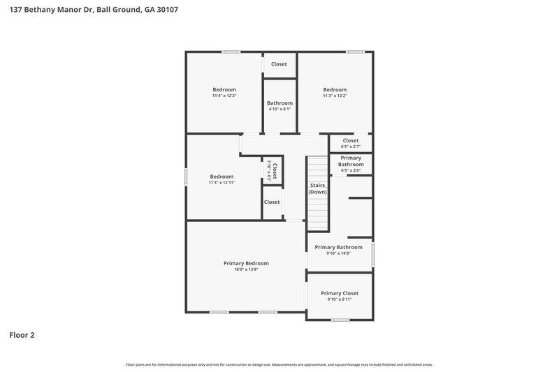 2,020/Mo, 137 Bethany Manor Dr Ball Ground, GA 30107 Floor Plan View 2
