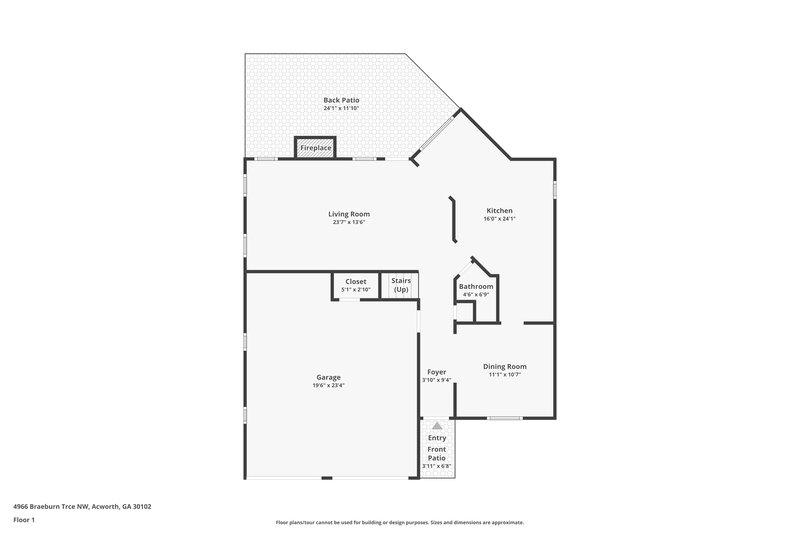 2,320/Mo, 4966 Braeburn Trce NW Acworth, GA 30102 Floorplan View