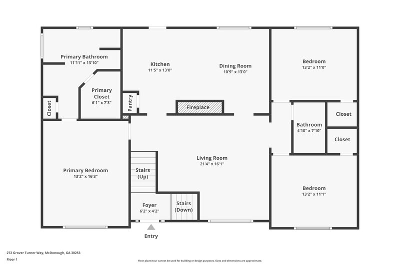2,440/Mo, 272 Grover Turner Way McDonough, GA 30253 Floor Plan View 2