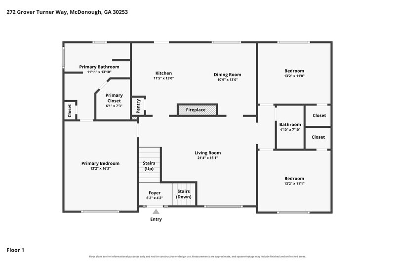 2,400/Mo, 272 Grover Turner Way McDonough, GA 30253 Floor Plan View 2