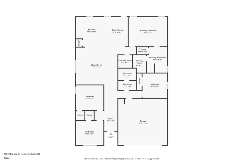 1,980/Mo, 10872 Big Sky Dr Hampton, GA 30228 Floor Plan View