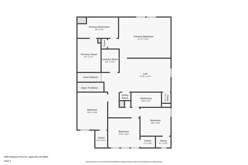 2,450/Mo, 3695 Newbury Place Dr Loganville, GA 30052 Floor Plan View 2