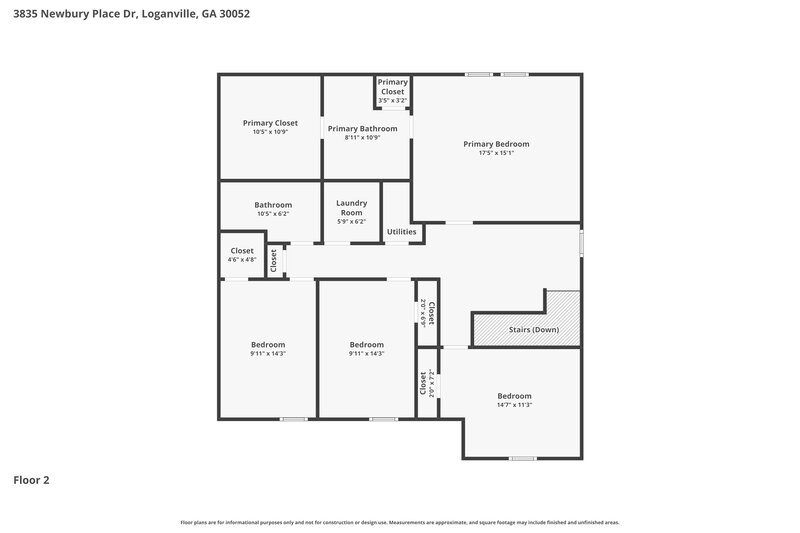 2,280/Mo, 3835 Newbury Place Dr Loganville, GA 30052 Floor Plan View 2
