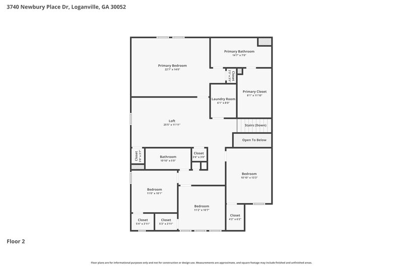 2,565/Mo, 3740 Newbury Place Dr Loganville, GA 30052 Floor Plan View 2