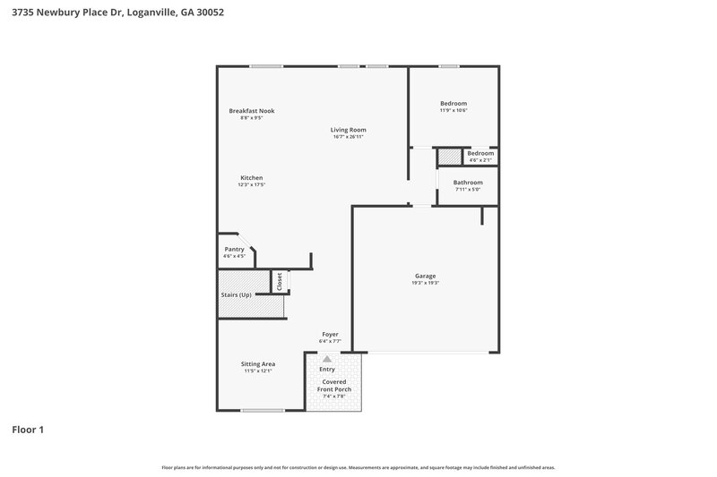 2,515/Mo, 3735 Newbury Place Dr Loganville, GA 30052 Floor Plan View