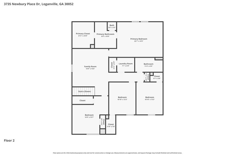 2,515/Mo, 3735 Newbury Place Dr Loganville, GA 30052 Floor Plan View 2