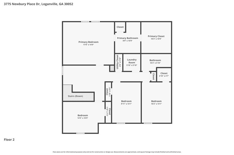 2,280/Mo, 3775 Newbury Place Dr Loganville, GA 30052 Floor Plan View