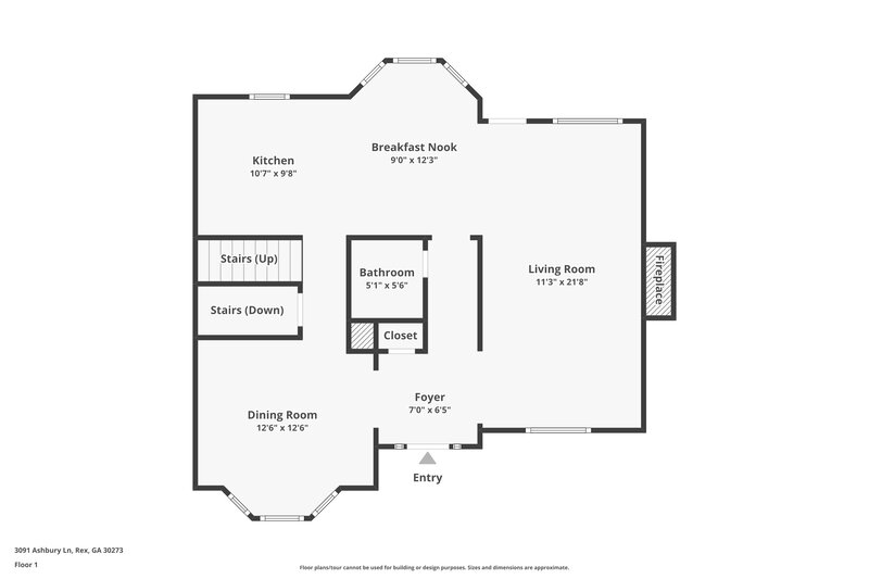2,175/Mo, 3091 Ashbury Ln Rex, GA 30273 Floorplan View
