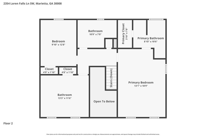 2,370/Mo, 2354 Loren Falls Ln SW Marietta, GA 30008 Floor Plan View 2