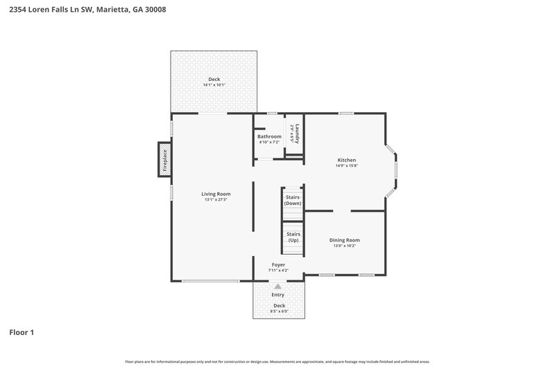 2,370/Mo, 2354 Loren Falls Ln SW Marietta, GA 30008 Floor Plan View 3