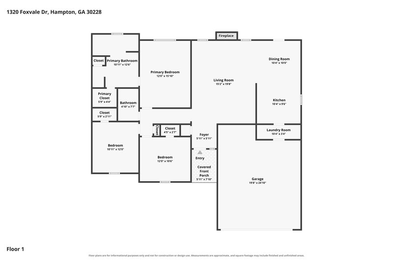 1,805/Mo, 1320 Foxvale Dr Hampton, GA 30228 Floor Plan View