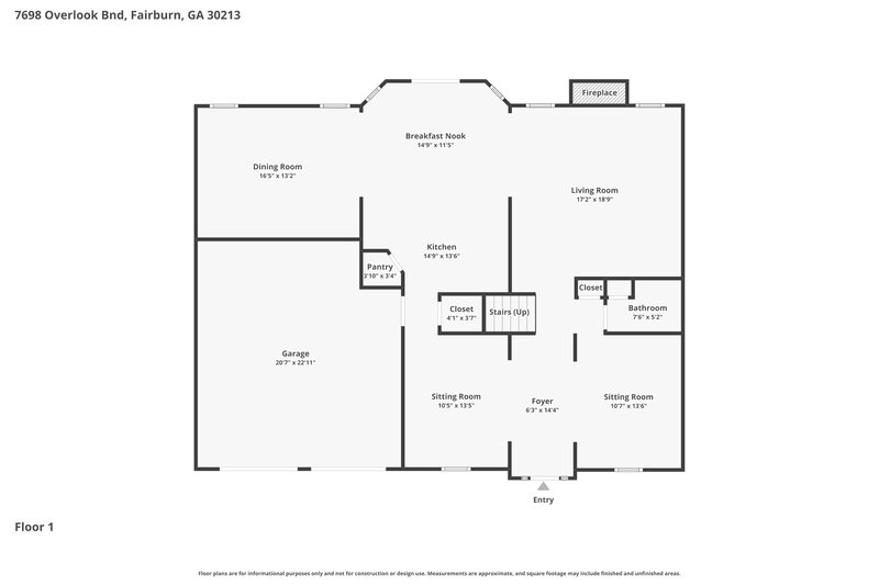 3,730/Mo, 7698 Overlook Bnd Fairburn, GA 30213 Floor Plan View