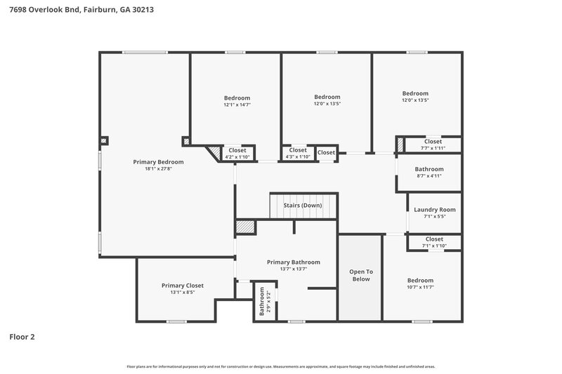 3,730/Mo, 7698 Overlook Bnd Fairburn, GA 30213 Floor Plan View 2