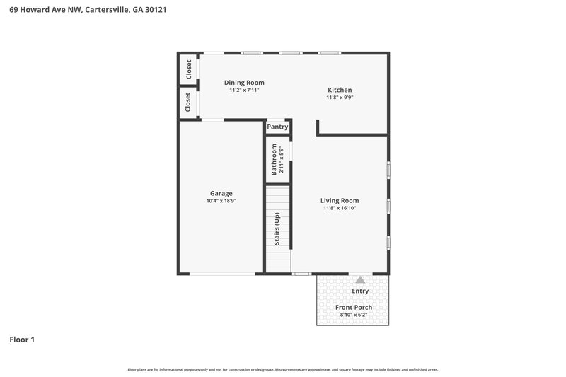 1,775/Mo, 69 Howard Ave NW Cartersville, GA 30120 Floor Plan View