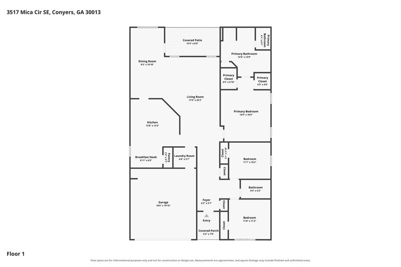 2,030/Mo, 3517 Mica Cir SE Conyers, GA 30013 Floor Plan View