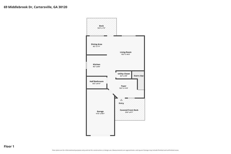 1,575/Mo, 69 Middlebrook Dr Cartersville, GA 30120 Floor Plan View