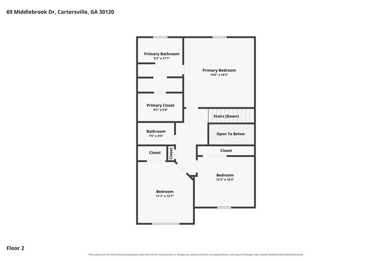 1,575/Mo, 69 Middlebrook Dr Cartersville, GA 30120 Floor Plan View 2