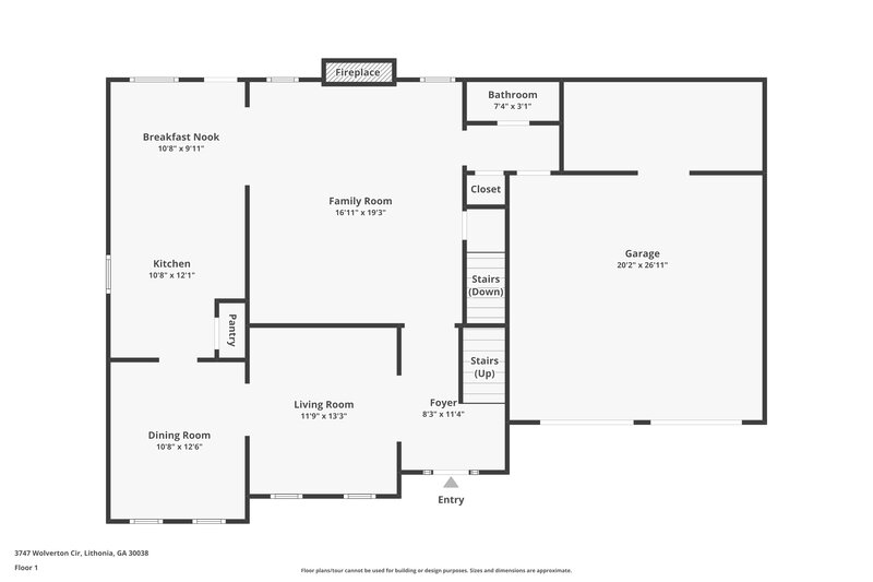 2,505/Mo, 3747 Wolverton Cir Lithonia, GA 30038 Floor Plan View