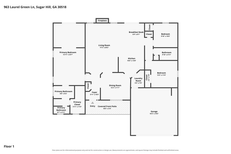 2,395/Mo, 963 Laurel Green Ln Sugar Hill, GA 30518 Floorplan View