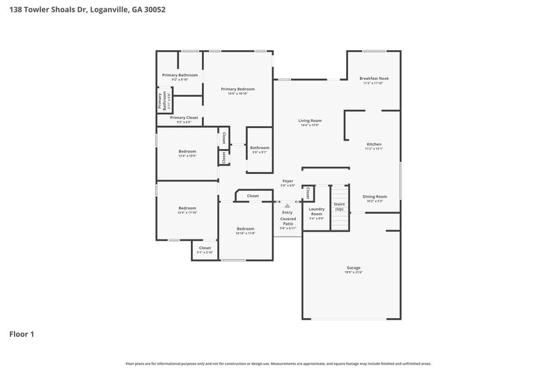 2,140/Mo, 138 Towler Shoals Dr Loganville, GA 30052 Floor Plan View