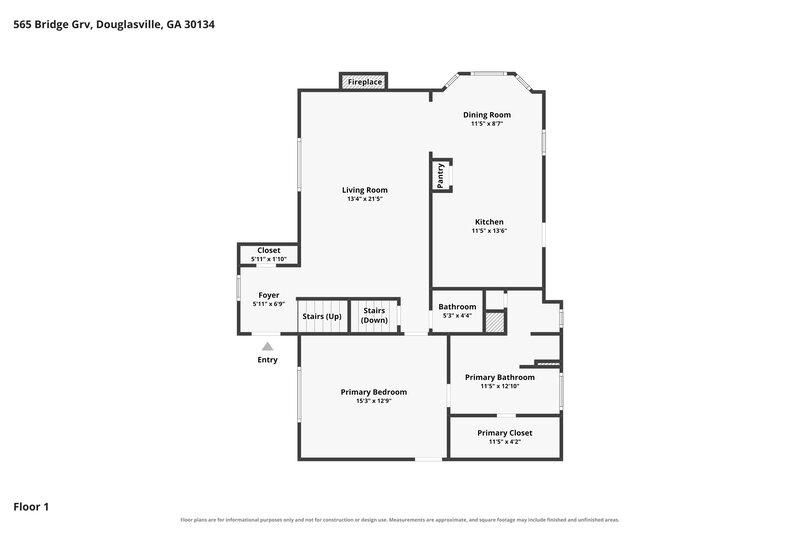 1,985/Mo, 565 Bridge Grv Douglasville, GA 30134 Floor Plan View 2