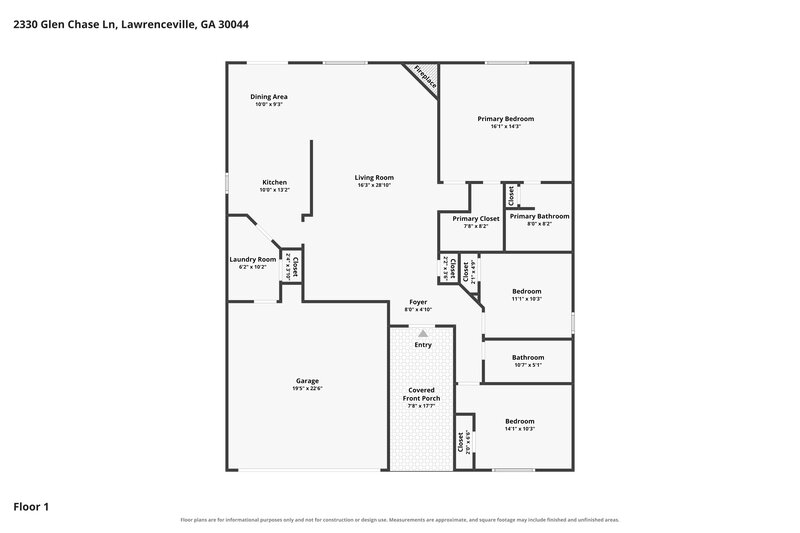 1,965/Mo, 2330 Glen Chase Ln Lawrenceville, GA 30044 Floor Plan View