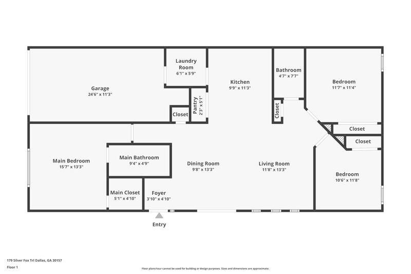 2,400/Mo, 179 Silver Fox Trl Dallas, GA 30157 Floor Plan View