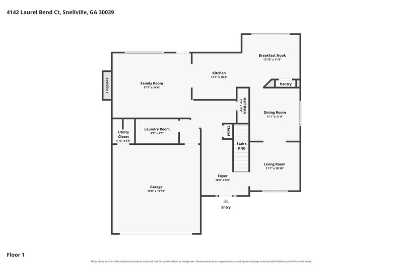 2,200/Mo, 4142 Laurel Bend Ct Snellville, GA 30039 Floor Plan View