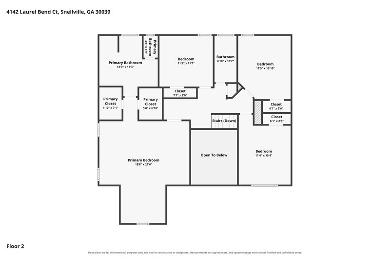 2,200/Mo, 4142 Laurel Bend Ct Snellville, GA 30039 Floor Plan View 2