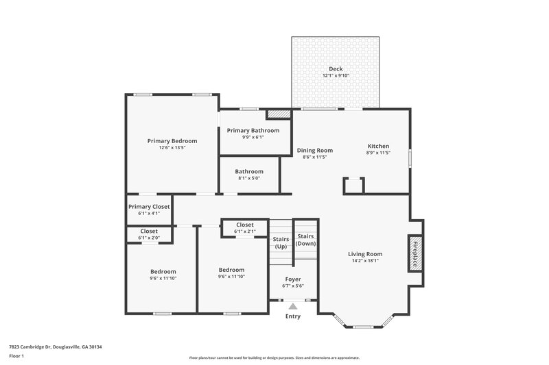 1,820/Mo, 7823 Cambridge Dr Douglasville, GA 30134 Floor Plan View 2