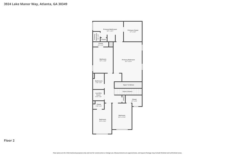 2,595/Mo, 3924 Lake Manor Way Atlanta, GA 30349 Floor Plan View 2