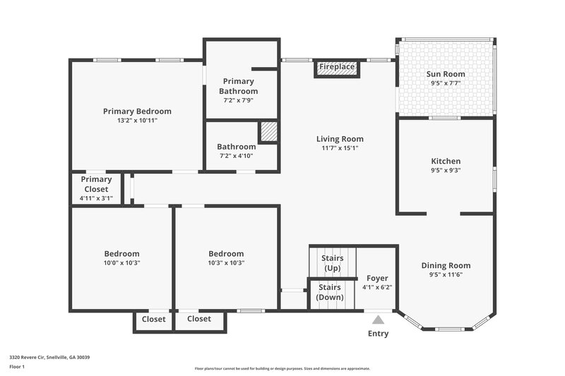 1,730/Mo, 3320 Revere Cir Snellville, GA 30039 Floor Plan View 2