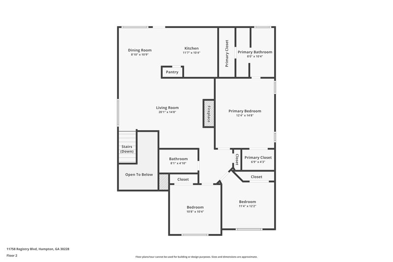 2,740/Mo, 11758 Registry Blvd Hampton, GA 30228 Floorplan View 2
