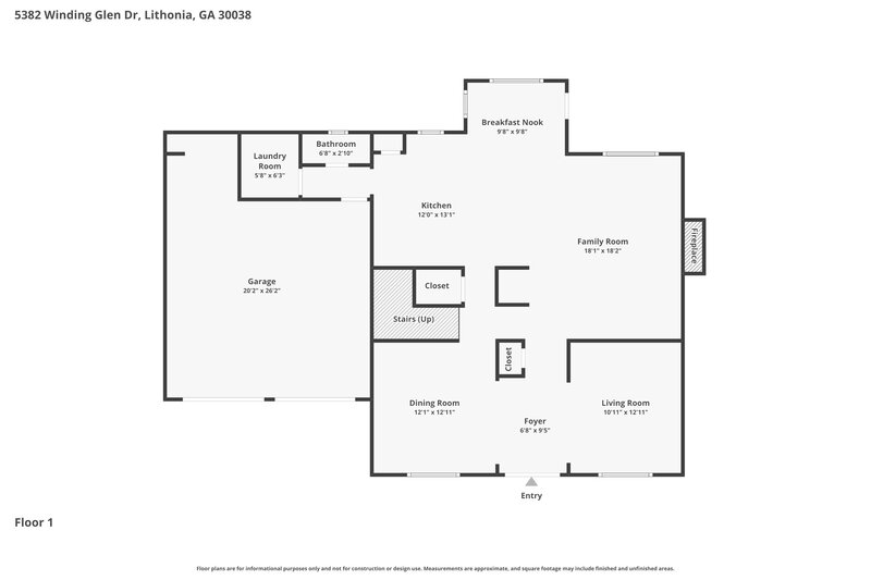2,315/Mo, 5382 Winding Glen Dr Lithonia, GA 30038 Floorplan View