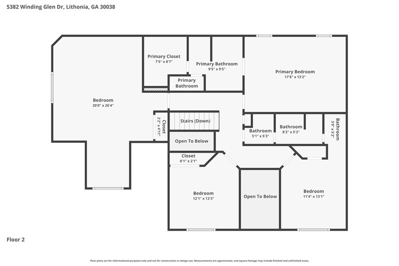 2,575/Mo, 5382 Winding Glen Dr Lithonia, GA 30038 Floor Plan View 2