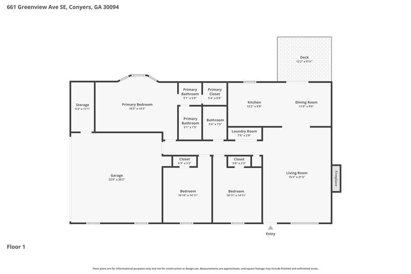 1,840/Mo, 661 Greenview Ave SE Conyers, GA 30094 Floor Plan View