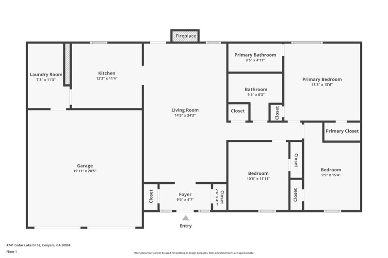1,605/Mo, 4741 Cedar Lake Dr SE Conyers, GA 30094 Floor Plan View
