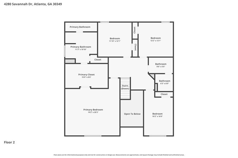 2,660/Mo, 4280 Savannah Dr Atlanta, GA 30349 Floor Plan View