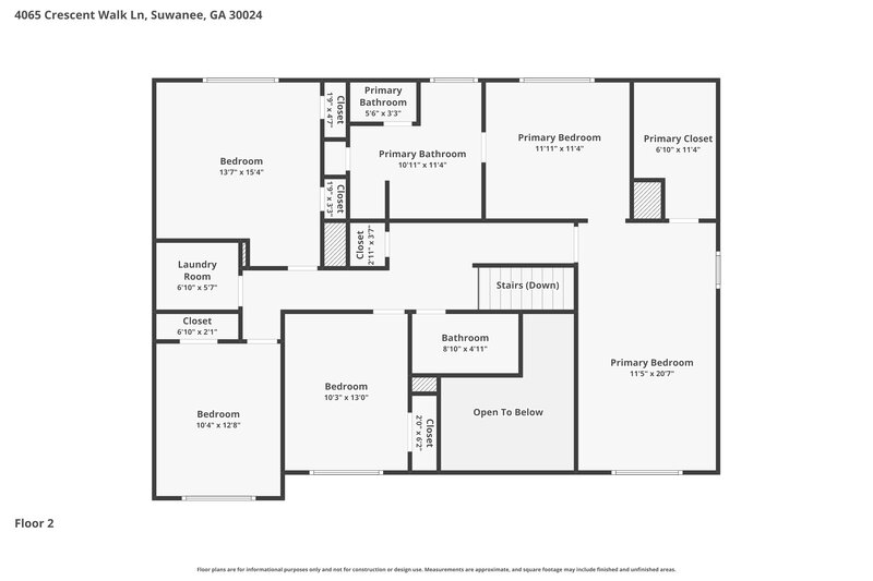 2,680/Mo, 4065 Crescent Walk Ln Suwanee, GA 30024 Floor Plan View 2