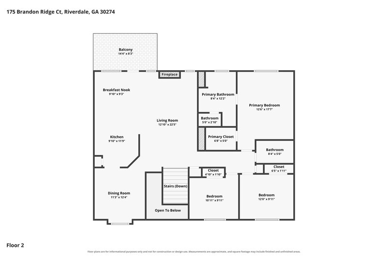 2,065/Mo, 175 Brandon Ridge Ct Riverdale, GA 30274 Floor Plan View