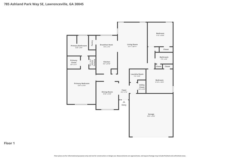 2,245/Mo, 785 Ashland Park Way SE Lawrenceville, GA 30045 Floor Plan View