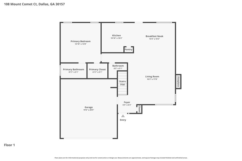 1,770/Mo, 108 Mount Comet Ct Dallas, GA 30157 Floor Plan View