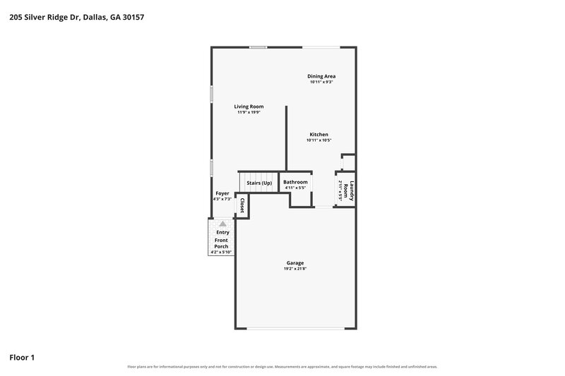 1,660/Mo, 205 Silver Ridge Dr Dallas, GA 30157 Floor Plan View