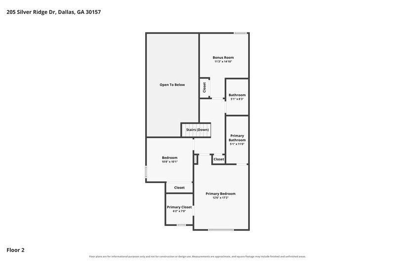 1,660/Mo, 205 Silver Ridge Dr Dallas, GA 30157 Floor Plan View 2