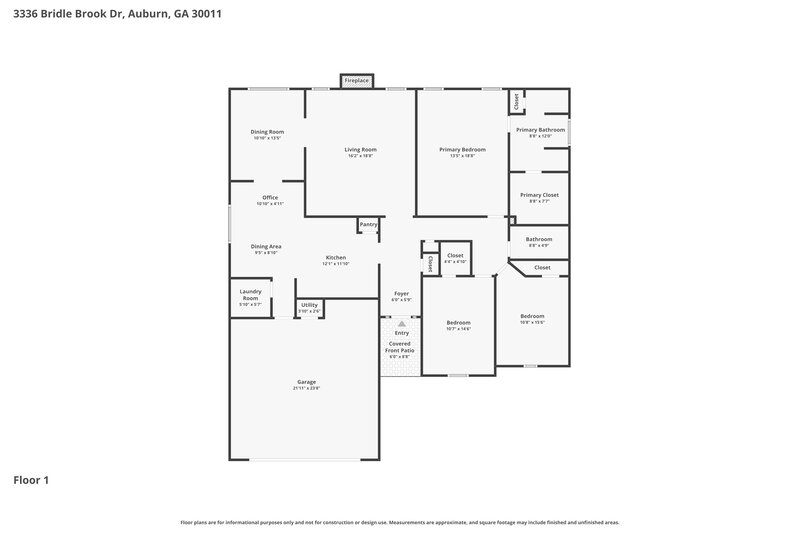 2,295/Mo, 3336 Bridle Brook Drive Auburn, GA 30011 Floor Plan View