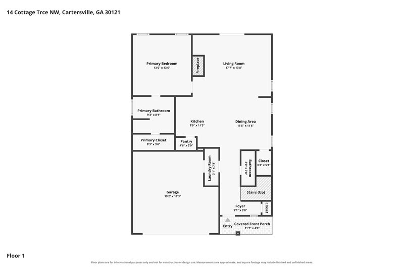 2,095/Mo, 14 Cottage Trce Nw, Cartersville, GA 30121 Floorplan View