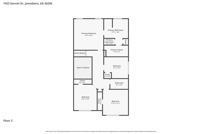 2,195/Mo, 7423 Garnet Dr Jonesboro, GA 30236 Floorplan View