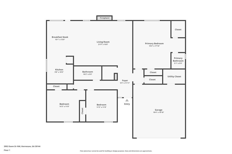 1,920/Mo, 3992 Dawn Dr NW Kennesaw, GA 30144 Floor Plan View